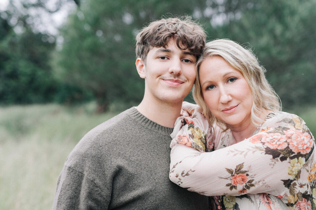 Sydney family photoshoot styling – mother in Zimmermann dress with son in coordinating outfit 